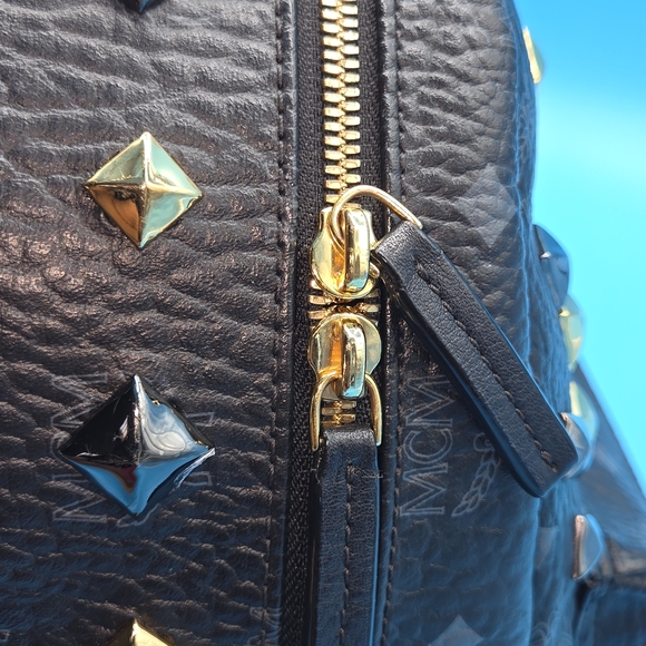 MCM Black and Gold Studded Backpack - Picture 10 of 16